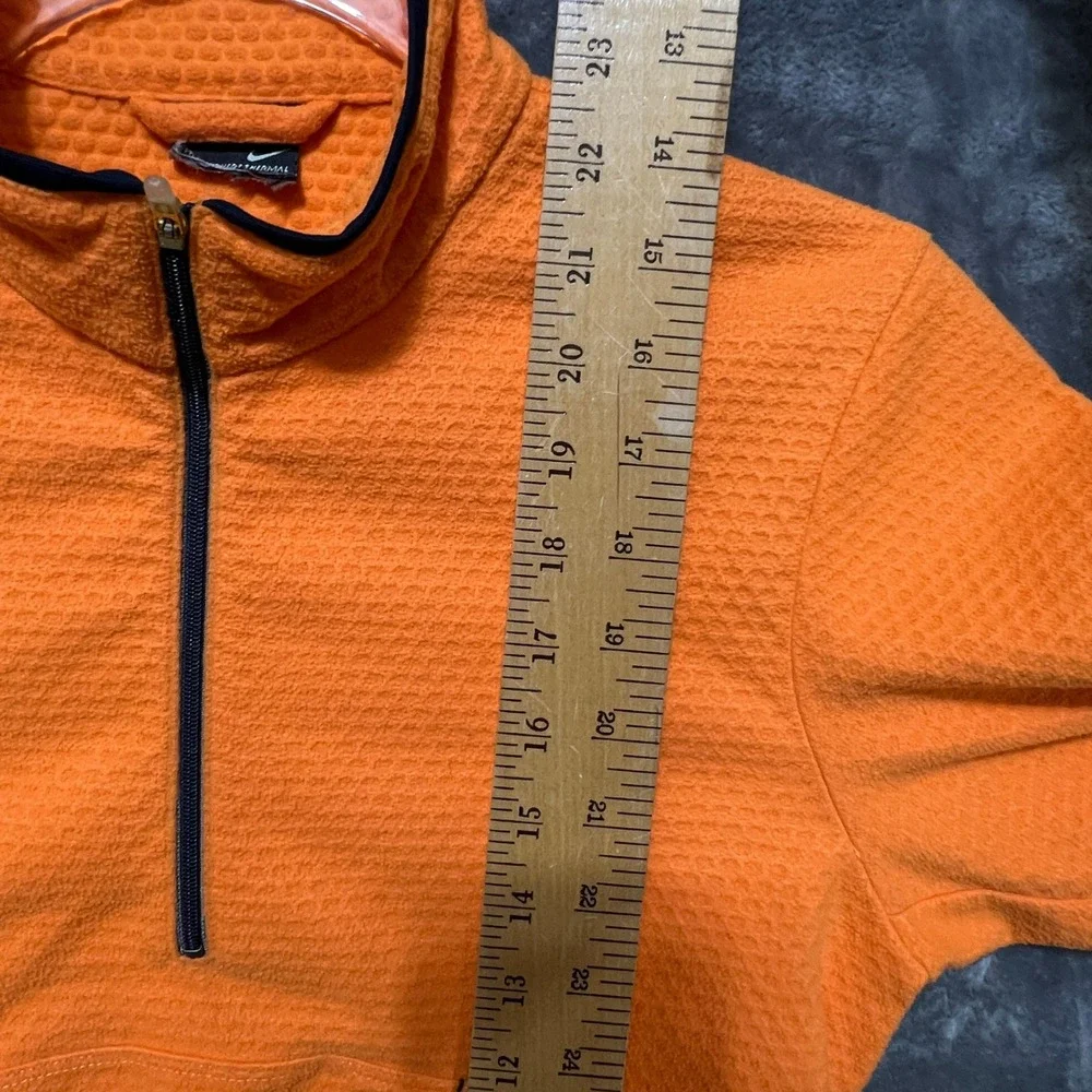 Nike Sphere Thermal Orange Quarter Zip Waffle Knit Pullover Running Jacket Small
